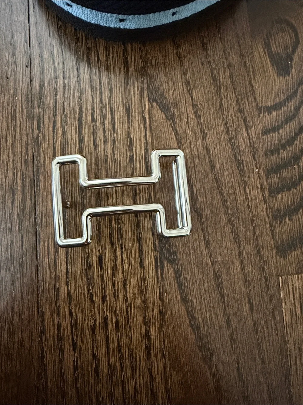 Hermes Reversible Black & Light Blue Leather Belt with H Buckle